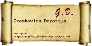 Greskovits Dorottya névjegykártya